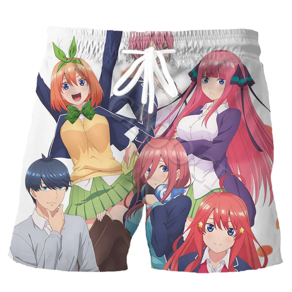 Krstiky Cloocl Muži Anime Quintuplets Quintessential 3D Print Sports Shorts Fashion Streetwear unisex letné plážové šortky
