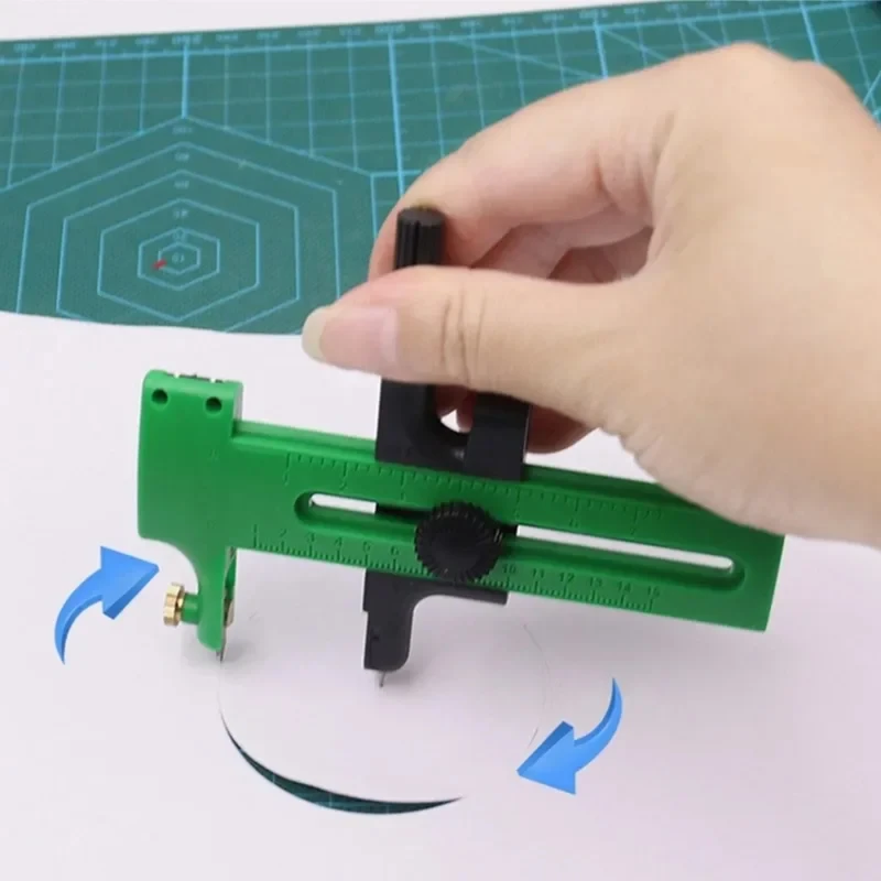 Kruhová rezačka nastaviteľná kruhová rezanie nástroja na výrobu textilných remesiel DIY Scrapbook Art Craft Tool Circle papierové karty Cutter