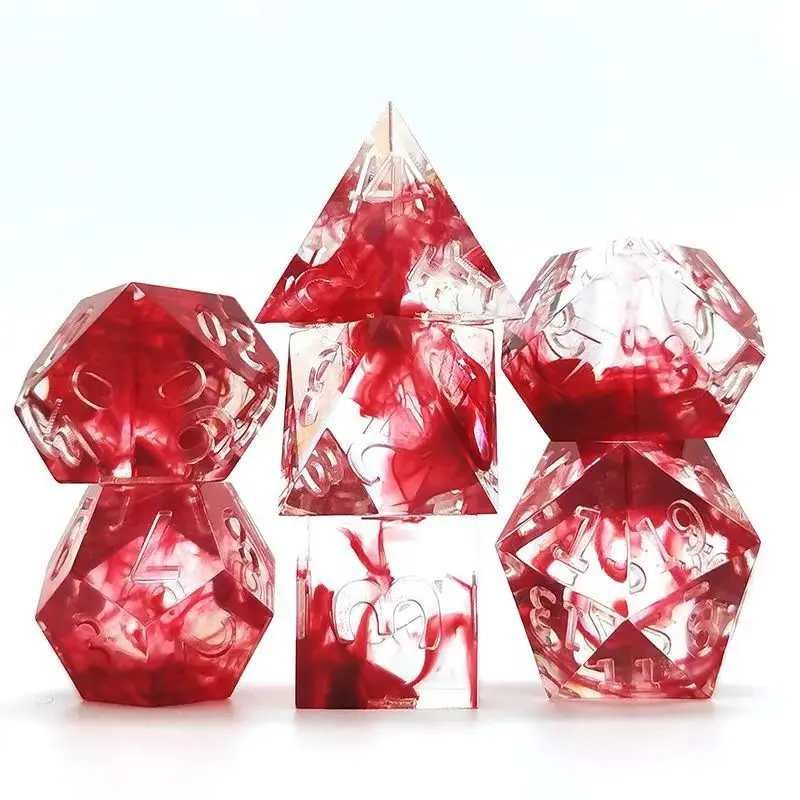 Krvné kocky Roly Hranie kocky RPG Resin Resin Set Polyhedral Dice Set DND Game Dice pre Dungeons a Dragon D&D Halloween Dices
