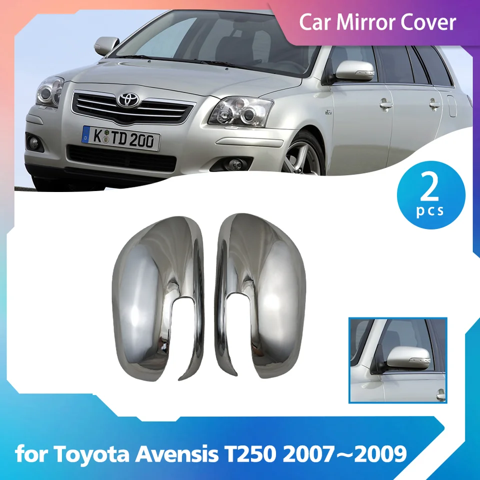 Kryt automobilového zrkadla pre Toyota Avensis T250 2007 ~ 2009 2008 Chrómové uhlíkové vlákno Čierny spätný pohľad Mirro Tink Cover Sticker Príslušenstvo