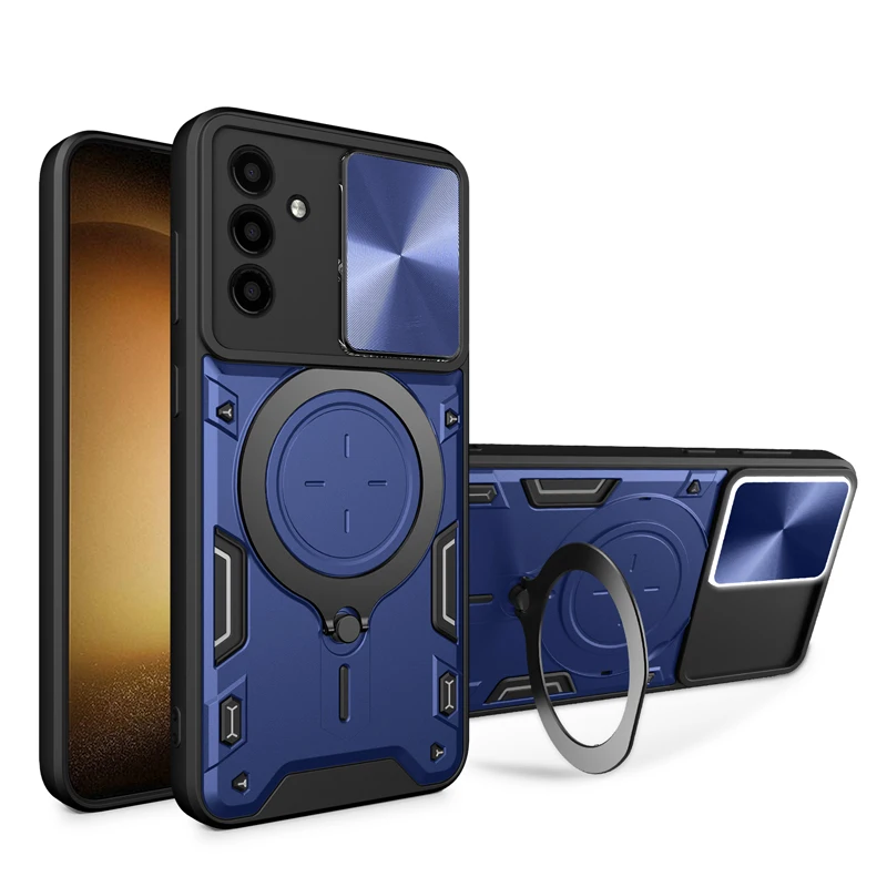 Kryt chránenia fotoaparátu Armor Slide Camera pre Samsung Galaxy A15 A14 A12 A05S A05 A04S A13 4G 5G Magnetic Ring Stand Plan Panloch