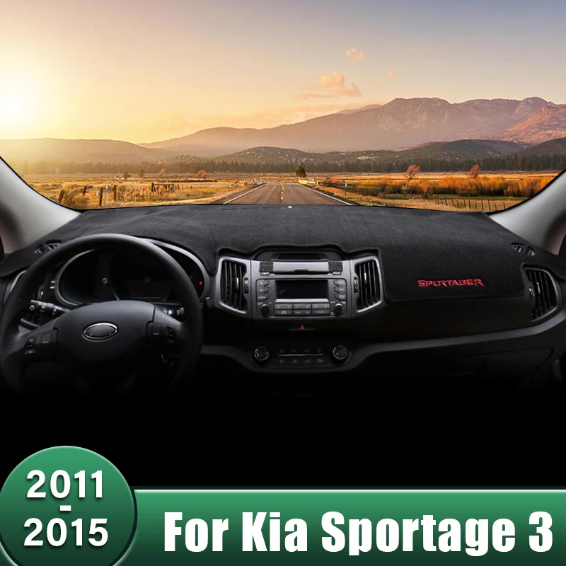Kryt Dashboard Cons Dashboard Vyhnite sa ľahkým podložkám prístrojového panelu Anti-UV Karpets Príslušenstvo pre Kia Sportage 3 R 2011 2012 2013 2014 2015