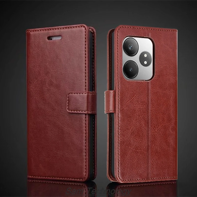 Kryt držiteľa kariet pre prípad Oppo Realme GT 6T /GT Neo 6 Neo6 PU Leather Flip Cover Retro Wallet Phone Business Fundas Coque