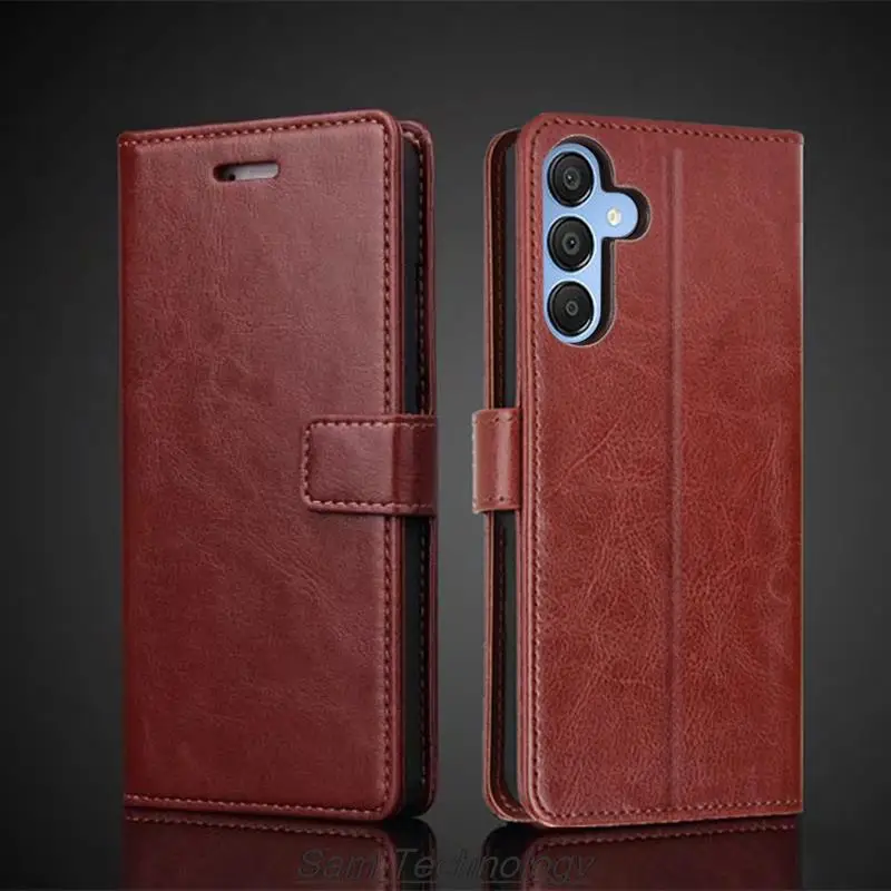 Kryt držiteľa karty pre puzdro pre Samsung Galaxy A15 / A15 5G PU Leather Flip Cover Retro Wallet Phone Case Business Fundas Coque