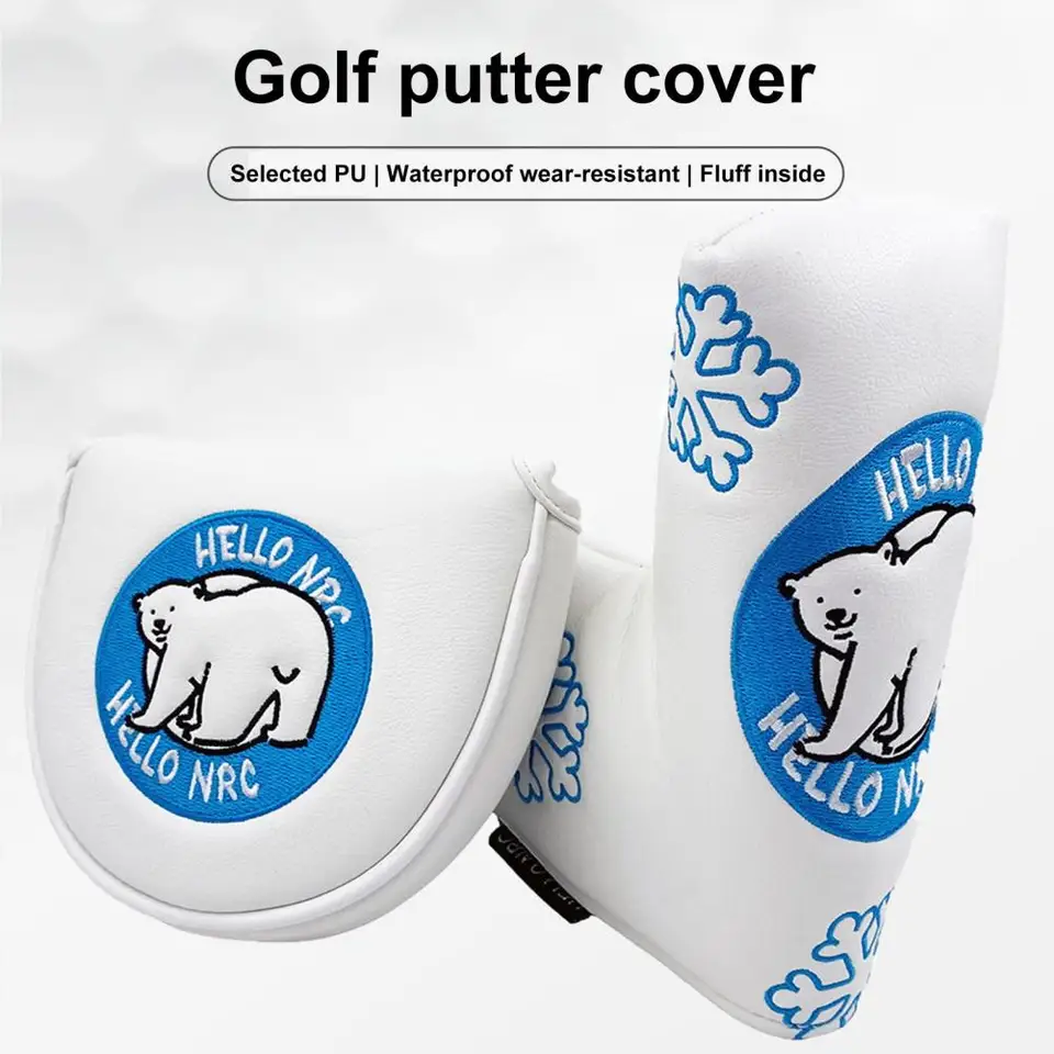 Kryt golfového putteru Magnetický golfový klub Putter Putter Faux Kožená koža roztomilý dizajn polárneho dizajnu plyšová podšívka Čepeľ putter Headcover