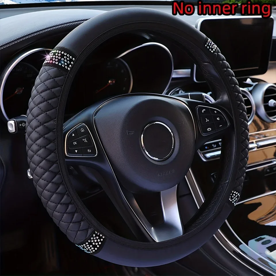 Kryt kože volantu z auta PU, 14.57-14.96inch Artificial Diamond, nový kryt volantu