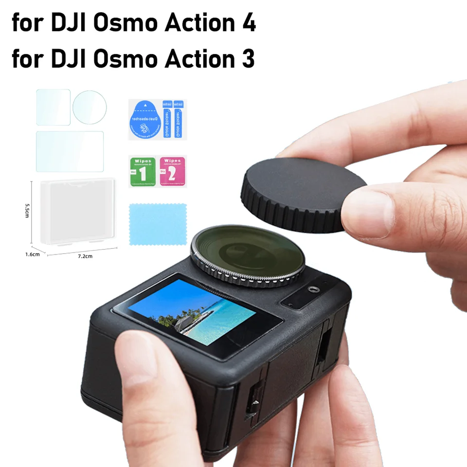 Kryt krytu objektívu TPU W/ Prenosné puzdro Temperované sklo prednú zadnú obrazovku Protect pre akciu DJI Osmo 3/4 Príslušenstvo