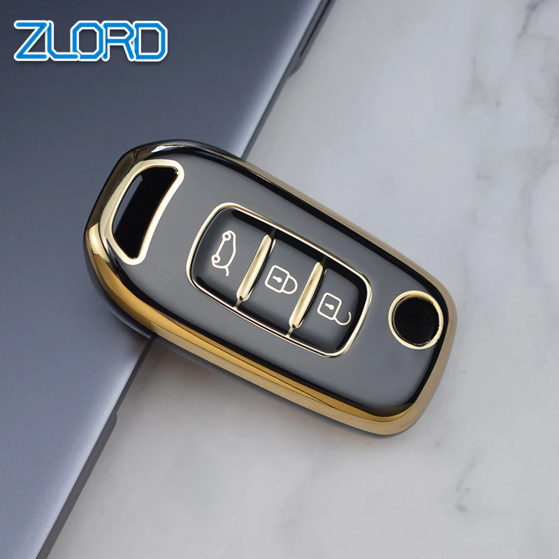 Kryt kľúčov Gold Edge pre Renault Logan 2 Stepway Sandero Clio 5 Arkana Captur Kadjar 2019 2020 2021 Diaľkové sklopné puzdro Flip Flip