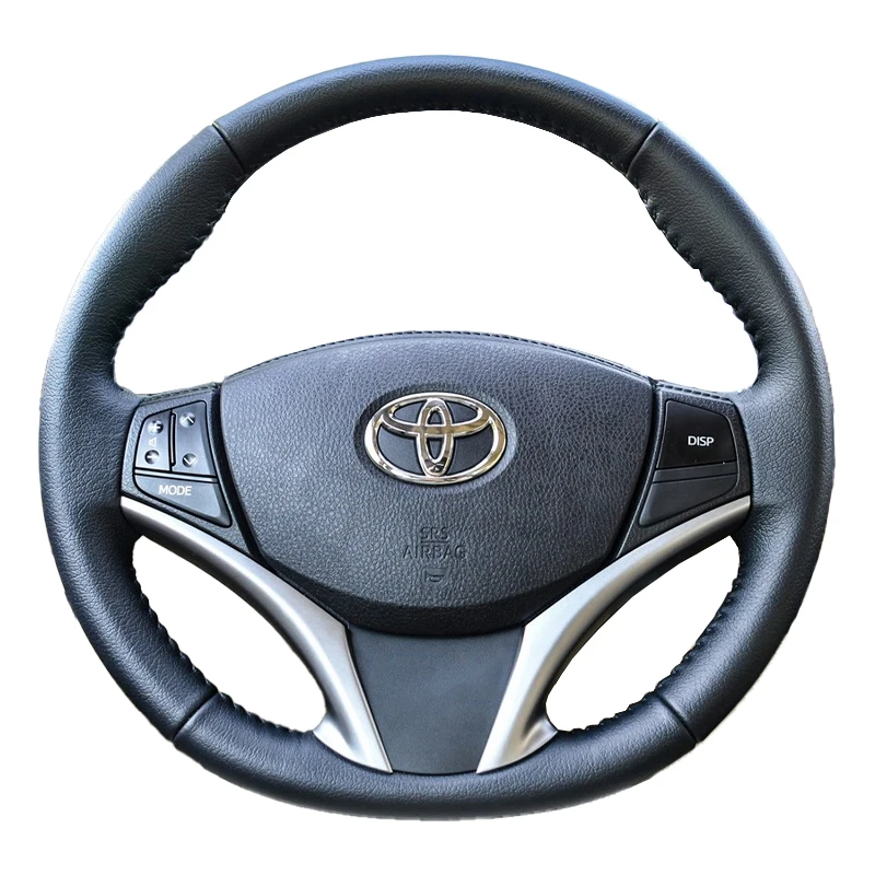 Kryt na volant na volant pre Toyota Yaris Vios 2014 2015 2016 Napa kožené riadenie ruky ručný šitie ruka odolná čierna