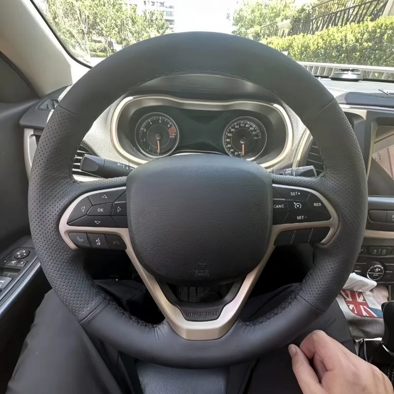 Kryt na volant na volante Faux kožená priedušná pre Jeep Grand Cherokee 2014-2016