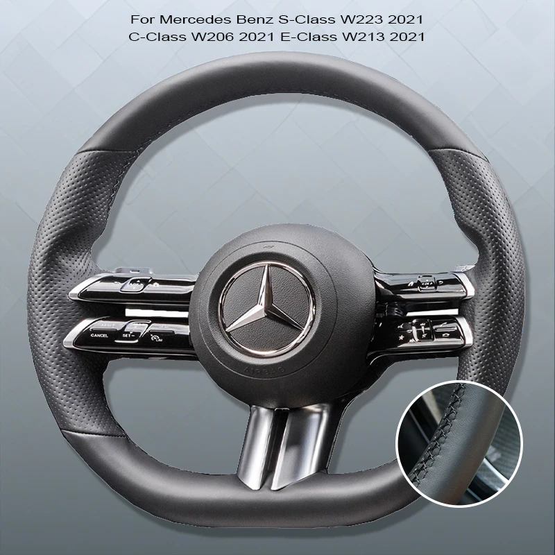 Kryt na volant s koženým volantom z mikrovlákna pre Mercedes Benz S-trieda W223 2021 C-trieda W206 2021 E-trieda W213 2021