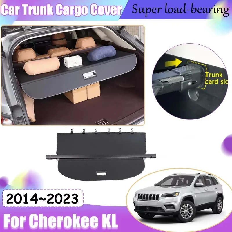 Kryt nákladného automobilu pre kmeň pre Jeep Cherokee KL 2014 ~ 2023 2015 Luggage Car Luxusný kmeň batožinový záves automatické diely pokrýva príslušenstvo