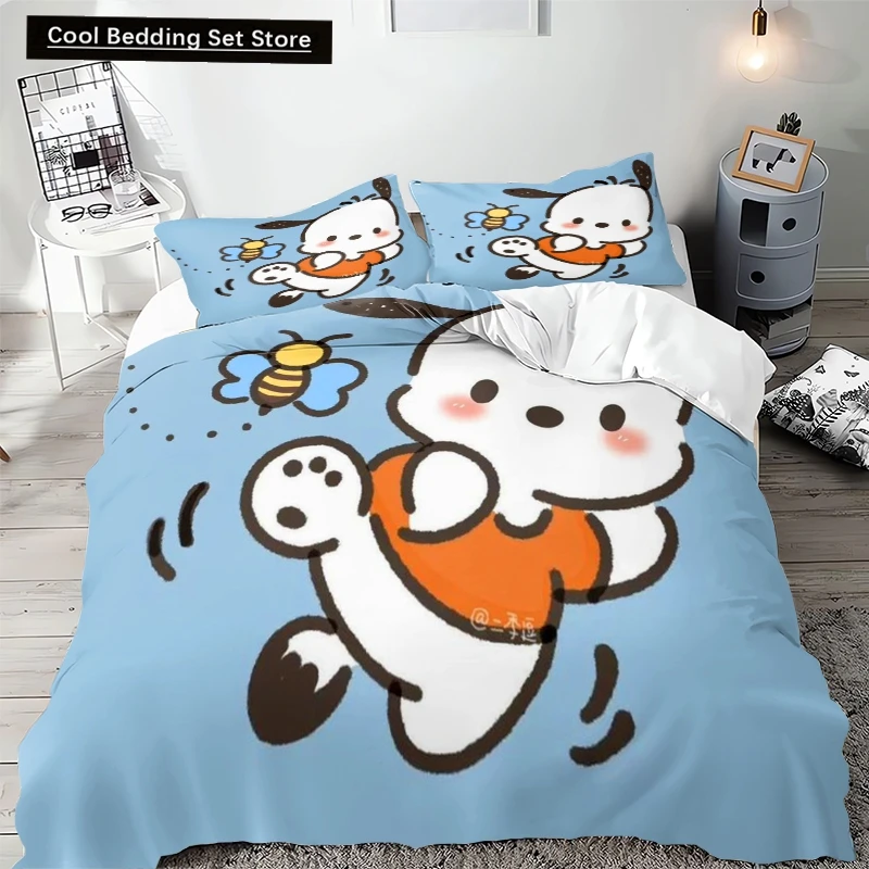 Kryt obliečky Pochacco sada 2-dielna sada 3-dielna sada mikrovlákna 3D tlačená karikatúra Anime Pattern Darček