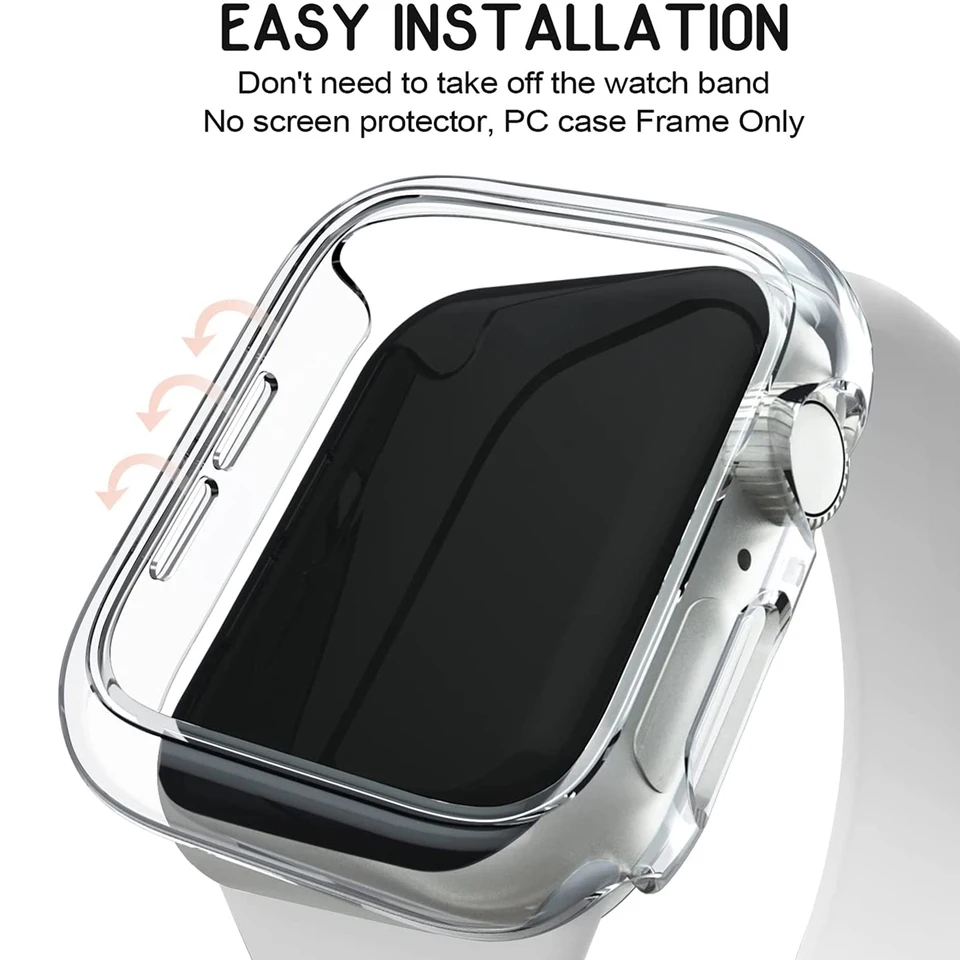 Kryt pre Apple Watch Case 6 SE 5 4 3 44 mm 40 mm 42 mm 38 mm príslušenstvo PC Protector Bumper Iwatch Serie 7 41 mm 45 mm puzdro