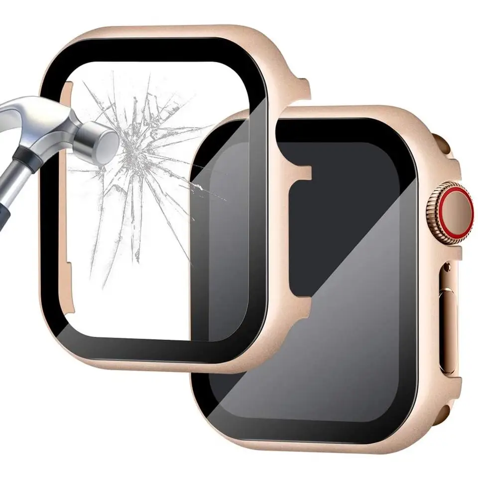 Kryt pre Apple Watch Case 6 SE 5 4 3 8 7 9 45 mm 41 mm 44 mm 42 mm 40 mm 38 mm kovový hliníkový nárazník temperovaný sklenený