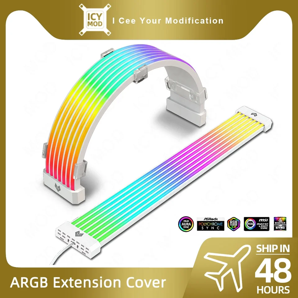 Kryt predlžovacieho kábla ARGB osvetľovací pás 5v3pin GPU 8pin Základná doska 24pinový výkon externý neónový neón Mod Mod Soft Light AL300