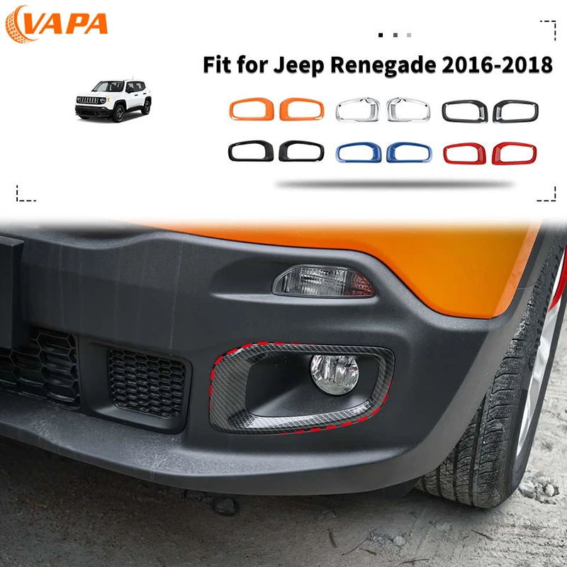 Kryt prednej hmly na predné hmlové hmlové obloženie ABS Decoration Cover Fit for Jeep Renegade 2016-2018 Exteriérové ​​doplnky