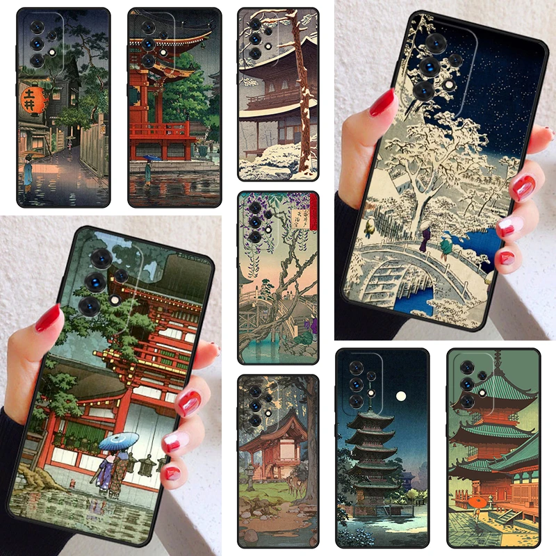 Kryt puzdra na japonské umelecké puzdro UKIYO-E pre Samsung Galaxy A52 A72 A73 A20E A21S A50 A50 A11 A12 A42 A31 A40 A51 A71 A32 A32 A32 A80 A91