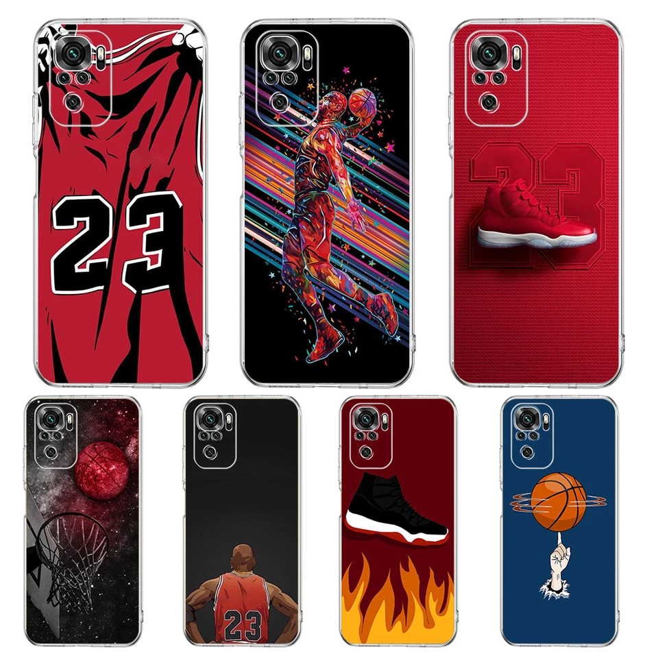 Kryt puzdra na športový telefón s basketbalom pre Redmi Note 10 11 11T 7 8 8t 9 K40 Gaming 9a 9C Pro Plus priehľadný silikónový škrupina
