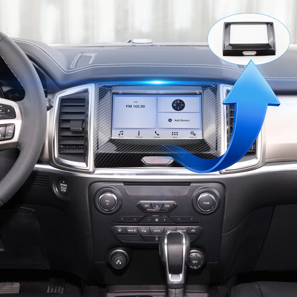 Kryt rámca navigačného panela na navigačnom paneli pre karbónové vlákno pre Ford Ranger Everest Endeavor 2015 - 2020 DECORÁCIA DODÁVKY
