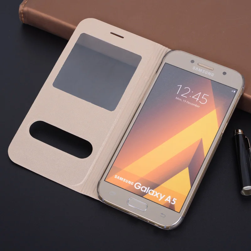 Kryt s koženým telefónom Flip Cover pre Samsung Galaxy A3 A3 2017 A7 A 3 5 7 SM A320 A520 A520F A720 A720F SM-A320F SM-A520F SM-A720F