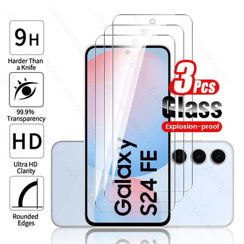 Kryt S24FE 3ks temperované sklenené chránič obrazovky pre puzdro Samsung Galaxy S24 Fe 5G Ochranné sklo Samsun Sumsung S 24 Fe 24FE