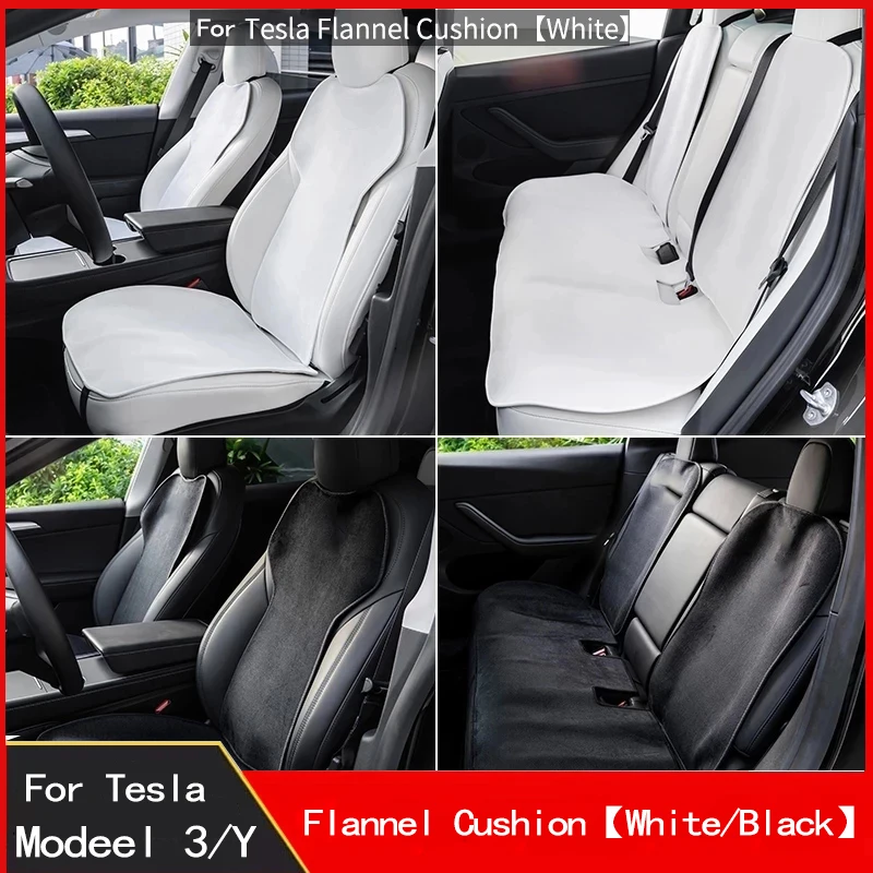 Kryt sedadla pre autosedačky pre model Tesla Model 3 Y 2019-21 2022 Protect sedadla Breatha Priedušná biela flanelová flanelová anti-dirty vankúše