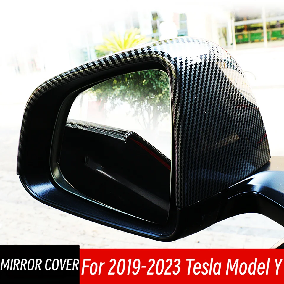Kryt spätného zrkadlového krytu 2pcs pre Tesla Model Y 2019 2020 2021 2022 2023 Glossy Black Carbon Abs Detské príslušenstvo