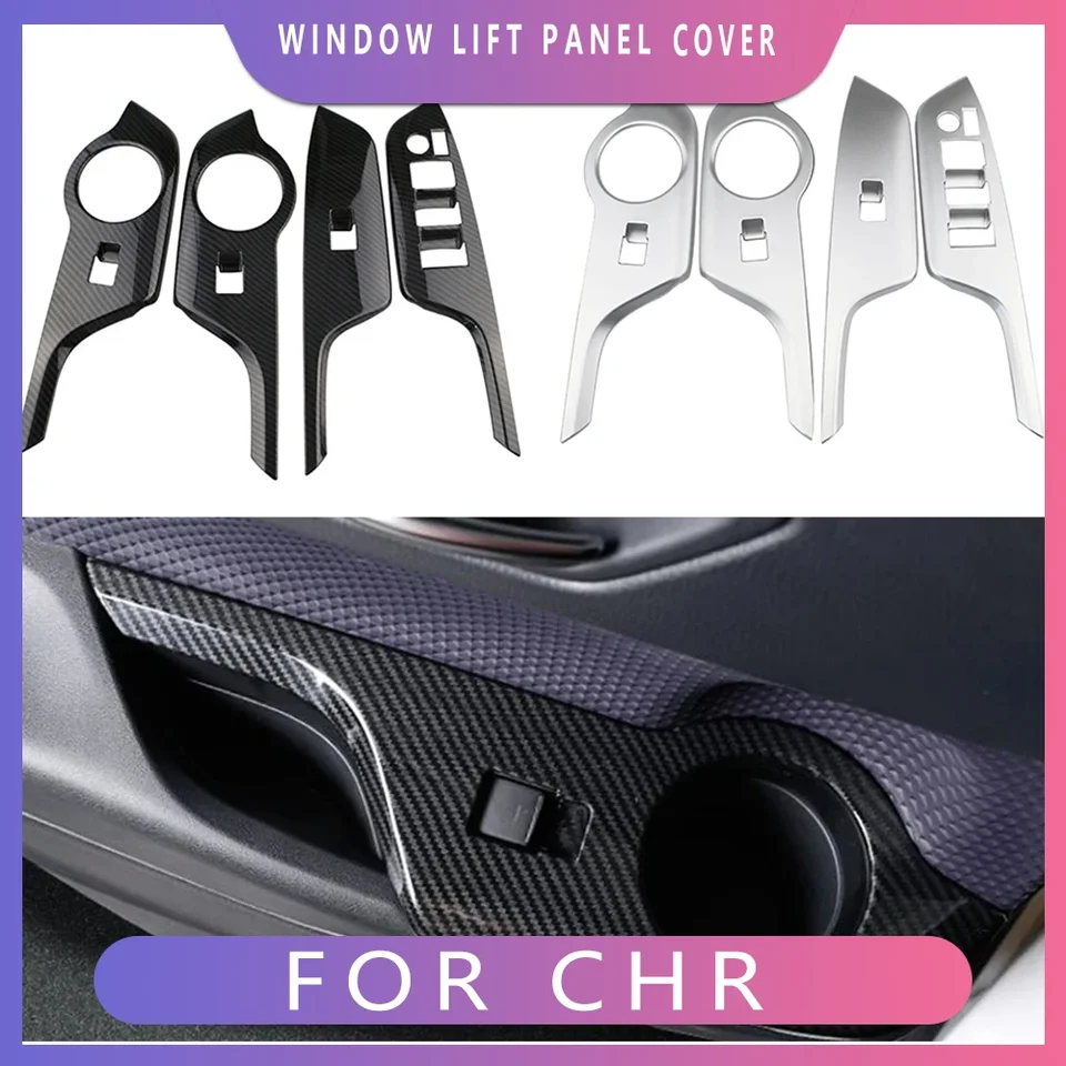 Kryt spínaču okna ABS v štýle uhlíkových vlákien ABS Tlačidlo Panel Panel Panel Panel Orešky pravý jednotka pre Toyota C-HR CHR 2016-2018
