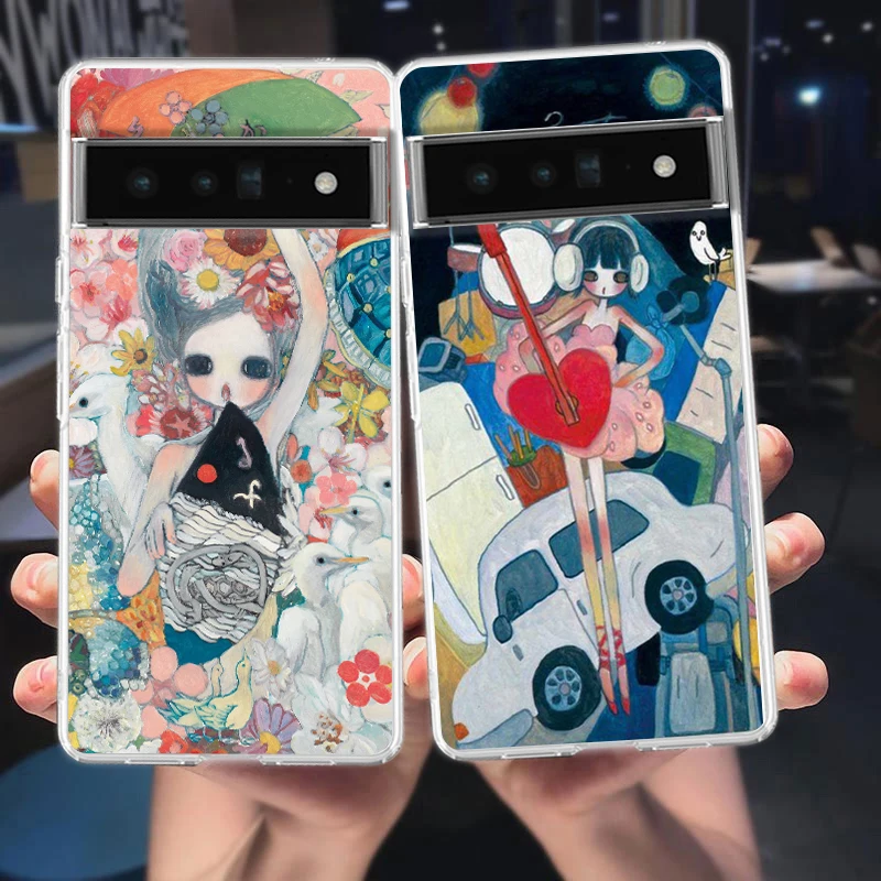 Kryt telefónu Aya Takano Pase pre Google Pixel 9 8 7 6 5 4 XL Shock -odolný silikón 7a 6a 5a 4a 3a XL PRO 5G Priehľadné škrupinové capas