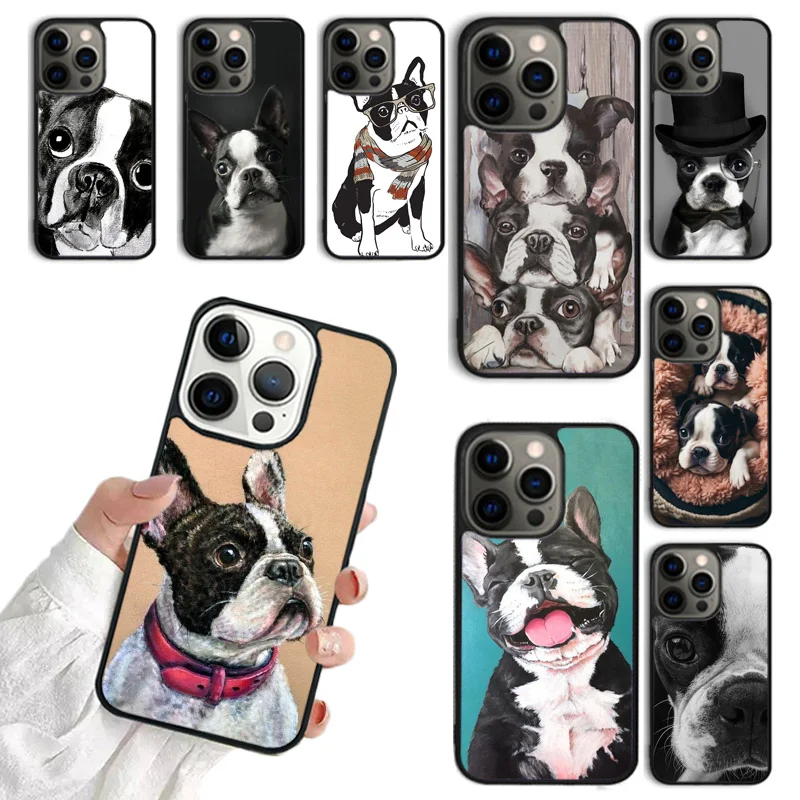 Kryt telefónu Boston Terrier pre psov pre iPhone 16 15 14 plus xr xs pre Apple 16 11 12 13 Mini Pro Max Coque