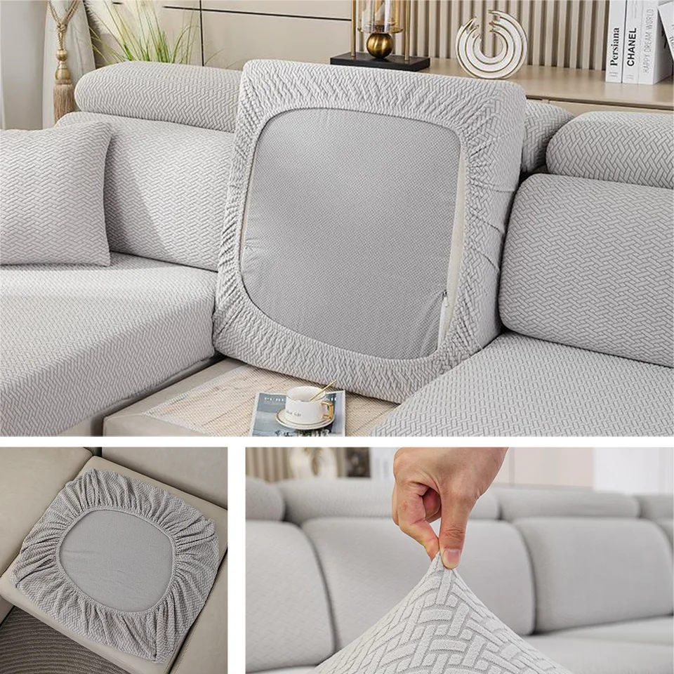 Kryt vankúša na elastickú pohovku Štýlové kockované žaky na 1/2/3/4 Seater L-Shaped Sofa Cat Scratch odolné voči obývacej izbe