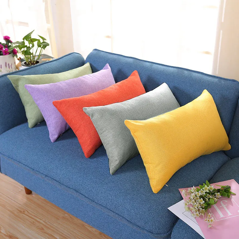 Kryt vankúšov 30x50cm obdĺžnik vankúš pre obývaciu izbu Sofa Sofi Solid Cotton Linen Hrot vankúš Domáce dekorácie umývateľný
