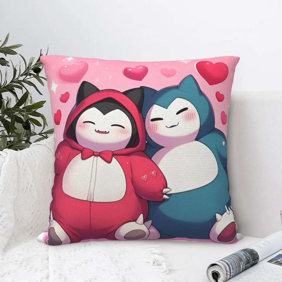 Kryt vankúšov Snorlax Pokémon (3) Grafický vankúšový kryt retro trendový vankúš Puzdro pre pohovku spálne domov dekorácie vankúše