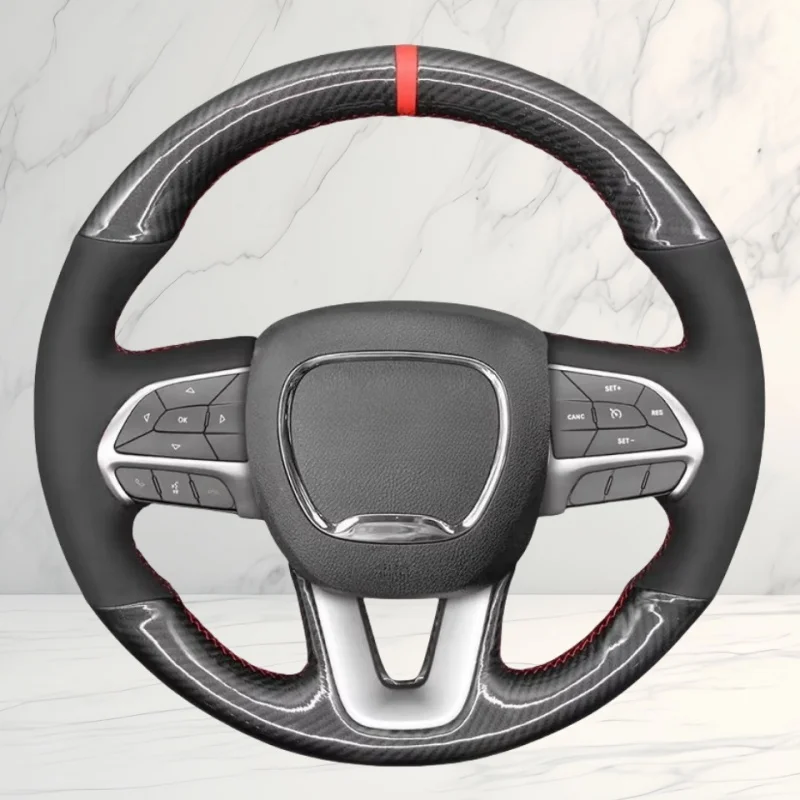 Kryt volantu automobilu Braid uhlíkové vlákno pravé pre Dodge (SRT) Challenger 2015-2021