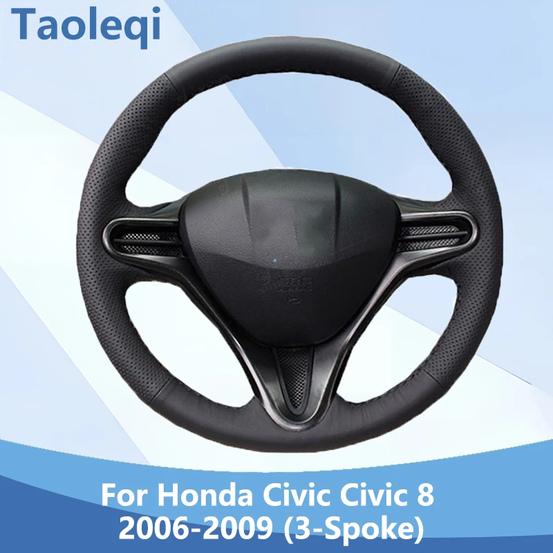 Kryt volantu automobilu pre Honda Civic Old Civic 2006-2011 Napa kožené riadenie Ručné šitie ruky odolné čierne opotrebenie odoláva