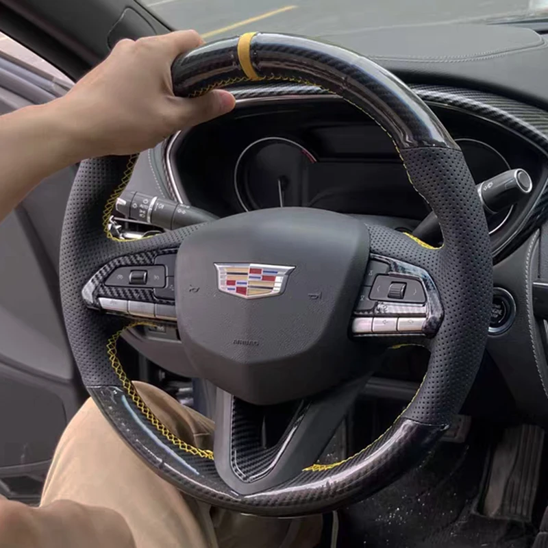 Kryt volantu na mieru vozidla na kryt uhlíkových vlákien Originálna koža 100% vhodná pre Cadillac CT5 XT5 XT4 ATSL CT6 XT6 CT4 Auto príslušenstva