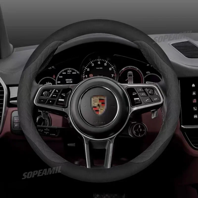 Kryt volantu s logom automobilu pre Porsche Cayenne Panamera Macan Taycan 718 911 997 987 Boxste Automotive Interior Accessories