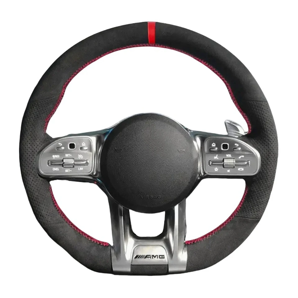 Kryt volantu s semišovou kožeou pre volant pre Mercedes Benz A45 E63 AMG GT C190 R190 W177 W205 W213 X253 GLE 53 W167 S 65 W222