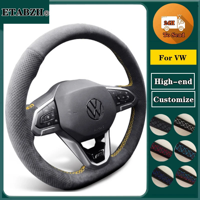 Kryt volantu s vrkočovým automobilom pre Volkswagen VW Golf 7 6 5 4 3 2 2 MK7 MK6 MK5 NK4 NK3 MK2 Polo Passat B8 Tiguan Sueds Sueded Leather