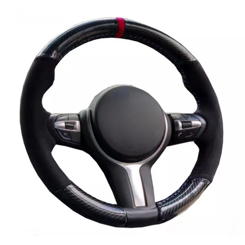 Kryt volantu z auta Čierne uhlíkové vlákno semišový zábal pre BMW M Sport F30 F31 F34 F10 F11 F07 X1 X2 X3 F25 F32 F33 F36 F48 F39