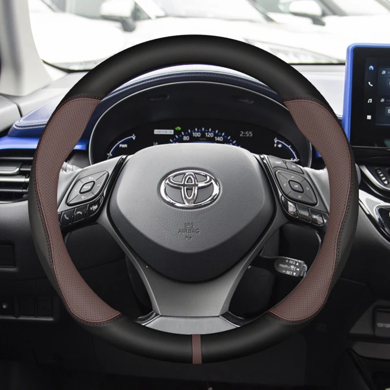 Kryt volantu z koženého automobilu, pre Toyota C-HR, Corolla, Camry, Avalon, Land Cruiser, Prado, Prius 2018 2019 2020 2021 2022
