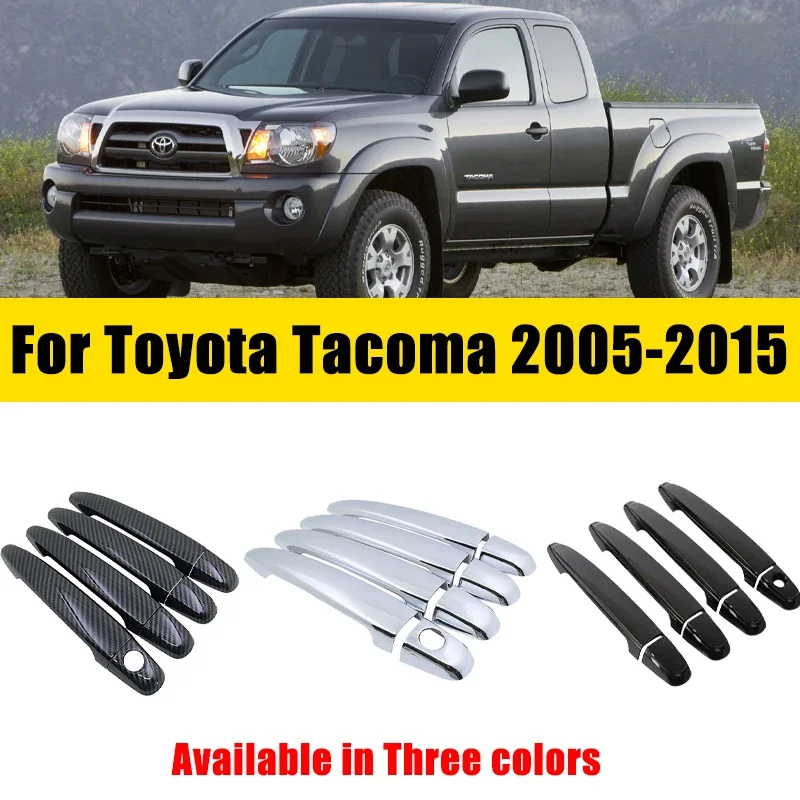 Kryt z rukoväte dverí Chróm uhlíkových vlákien pre Toyota Tacoma MK2 2005-2015 N220 N240 N250 N260 N260 Anti-Scratch Set Auto