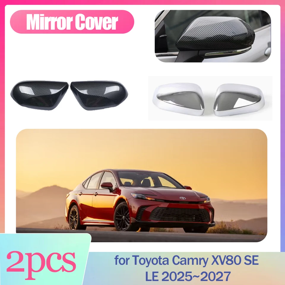 Kryt zrkadla automobilu pre Toyota Camry XV80 SE LE 2025 ~ 2027 CAP WING WINBION Uhromné ​​vlákno Čierny chrómový obklad shellových nálepiek Časť Časti príslušenstvo