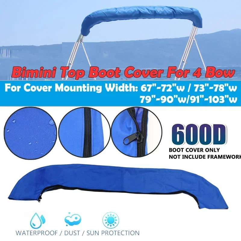 Kryt člna 600d 4 luk bimini horná jachta plátno nepremokavá proti UV zimná snehová čln pontón Ponton Cover bez rámu námorné doplnky