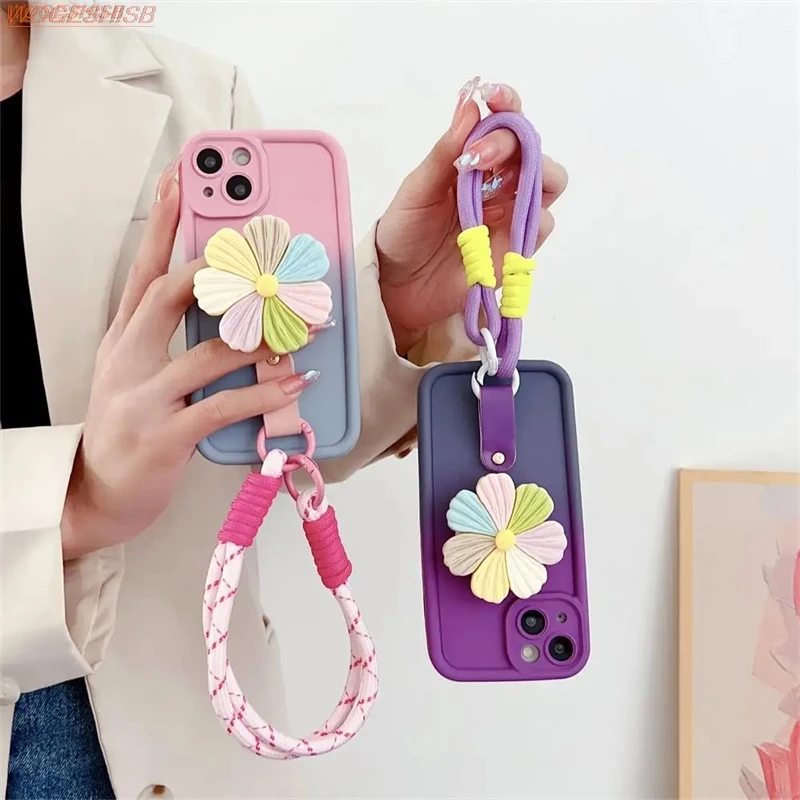 Krytie držiaka kvetinového telefónu pre držiak na gradient pre Samsung Galaxy A54 A34 A15 A14 A73 A53 A33 A23 A13 A72 A52S kvetinový náramok