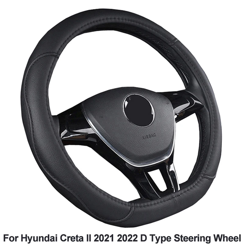 Krytie krytu volantu volantu volante d tvar pre Hyundai Creta II 2021 2022 D Typ Braid na ochrancu obalu volantu