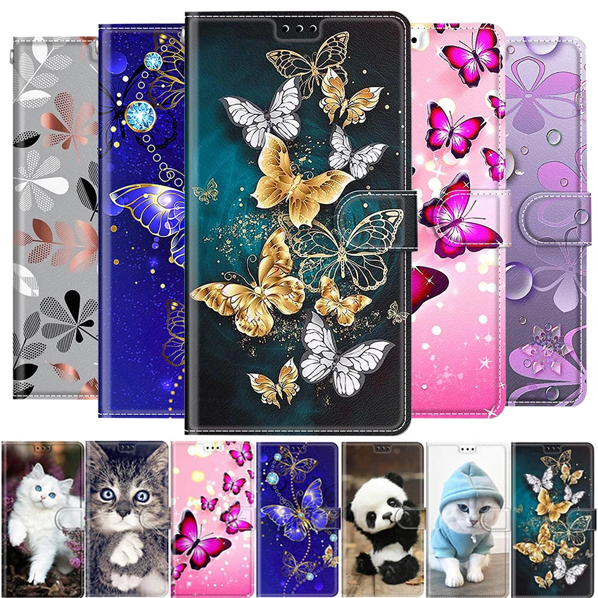 Krytie telefónu s flip s koženou peňaženkou pre Samsung Galaxy S23 S22 S21 plus ultra A23 A73 A13 A52S A22 A33 A21S A41 A41 Butterfly Book Cover