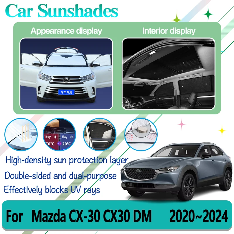 Kryty okien proti UV-UV pre auto pre Mazda CX 30 CX-30 CX30 DM 2020 ~ 2024 Bočné okno Čelné sklo Slnko Ochranné kryty príslušenstva automobilov