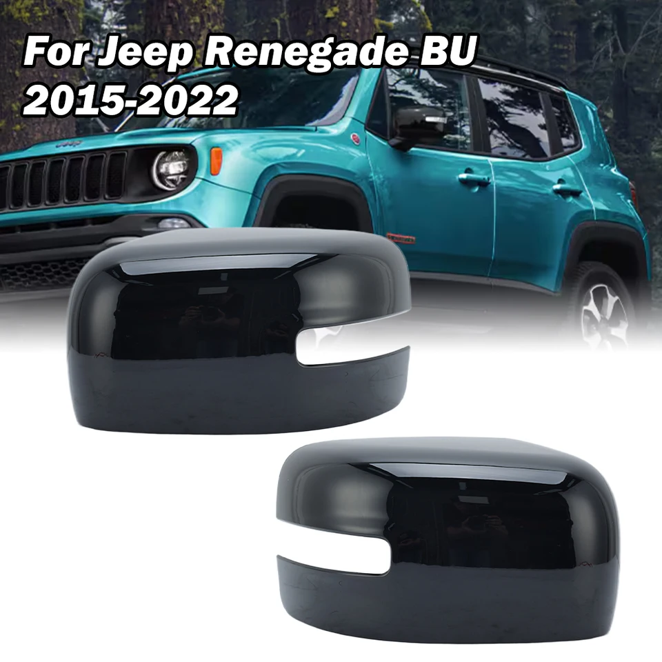 Kryty spätného zrkadla dverí pre súpera pre Jeep Renegade BU 2015-2022 Gloss Black s ľahkým bočným zrkadlom kryt